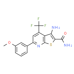 3-Amino-6-(3-methoxyphenyl)-4-(trifluoromethyl)thieno[2,3-b]pyridine-2-carboxamide结构式