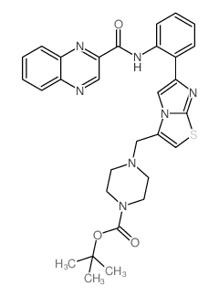 TERT-BUTYL 4-((6-(2-(QUINOXALINE-2-CARBOXAMIDO)PHENYL)IMIDAZO[2,1-B]THIAZOL-3-YL)METHYL)PIPERAZINE-1-CARBOXYLATE Structure