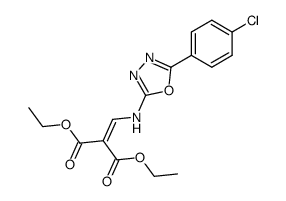 2-{[5-(4-Chloro-phenyl)-[1,3,4]oxadiazol-2-ylamino]-methylene}-malonic acid diethyl ester结构式