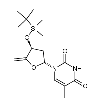 1-[3-O-(tert-butyldimethylsilyl)-2,5-dideoxy-β-D-glycero-pent-4-enofuranosyl]thymine结构式