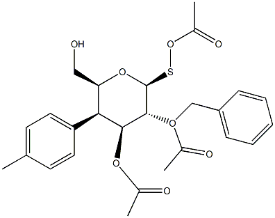 4-甲基苯基 2-O-(苯基甲基)-1-硫代-BETA-D-吡喃半乳糖苷三乙酸酯结构式