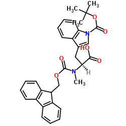 N-芴甲氧羰基-N-甲基-N'- 叔丁氧羰基-L-色氨酸结构式