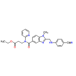 3-[[[2-[[(4-Cyanophenyl)amino]methyl]-1-methyl-1H-benzimidazol-5-yl]carbonyl]pyridin-2-ylamino]propionic acid ethyl ester structure