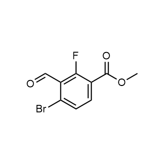 4-溴-2-氟-3-甲酰基苯甲酸甲酯结构式
