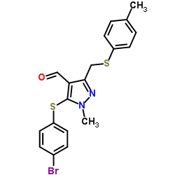 5-[(4-Bromophenyl)sulfanyl]-1-methyl-3-{[(4-methylphenyl)sulfanyl]methyl}-1H-pyrazole-4-carbaldehyde Structure