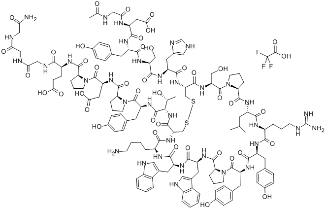 Ac-Gly-Asp-Tyr-Ser-His-Cys-Ser-Pro-Leu-Arg-Tyr-Tyr-Pro-Trp-Trp-Lys-Cys-Thr-Tyr-Pro-Asp-Pro-Glu-Gly-Gly-Gly-NH2 trifluoroacetate salt (Disulfide bond) Structure