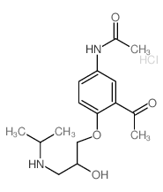 Acetamide,N-[3-acetyl-4-[2-hydroxy-3-[(1-methylethyl)amino]propoxy]phenyl]-,hydrochloride (1:1)结构式