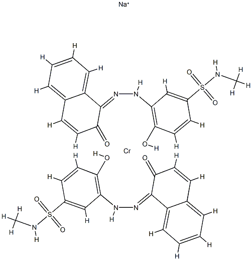 sodium bis[4-hydroxy-3-[(2-hydroxy-1-naphthyl)azo]-N-methylbenzene-1-sulphonamidato(2-)]chromate(1-) structure