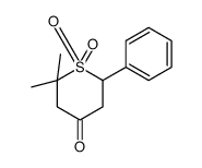 2,2-dimethyl-1,1-dioxo-6-phenylthian-4-one结构式