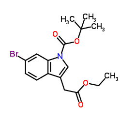 2-Methyl-2-propanyl 6-bromo-3-(2-ethoxy-2-oxoethyl)-1H-indole-1-carboxylate Structure
