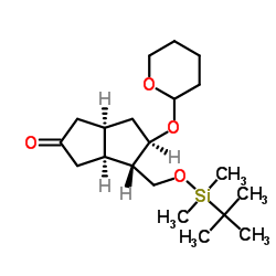 [3aS-(3aa,4a,5b,6aa)]-4-[[[(tert-Butyl)dimethylsilyl]oxy]methyl]-5-[(tetrahydro-2H-pyran-2-yl)oxy]hexahydro-2(1H)-pentalenone Structure