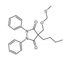 4-butyl-4-((methylthiomethoxy)methyl)-1,2-diphenylpyrazolidine-3,5-dione结构式