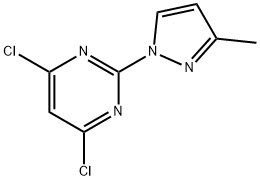 4,6-二氯-2-(3-甲基-1H-吡唑-1-基)嘧啶结构式