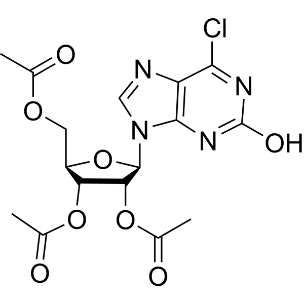 6-Chloro-2-hydroxy-9-(2',3',5'-tri-O-acetyl-b-D-ribofuranosyl)purine结构式