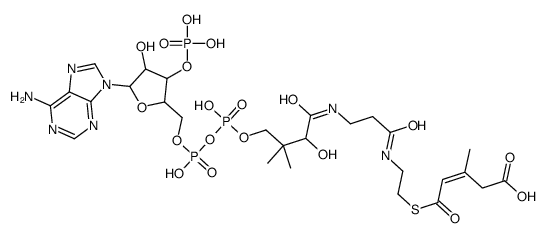 5-[2-[3-[[4-[[[5-(6-aminopurin-9-yl)-4-hydroxy-3-phosphonooxyoxolan-2-yl]methoxy-hydroxyphosphoryl]oxy-hydroxyphosphoryl]oxy-2-hydroxy-3,3-dimethylbutanoyl]amino]propanoylamino]ethylsulfanyl]-3-methyl-5-oxopent-3-enoic acid结构式