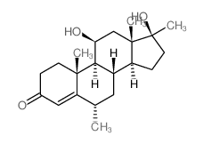 Androst-4-en-3-one,11,17-dihydroxy-6,17-dimethyl-, (6a,11b,17b)- (9CI) Structure