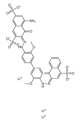 trilithium 5-amino-4-hydroxy-3-[[4'-[(1-hydroxy-4-sulphonato-2-naphthyl)azo]-3,3'-dimethoxy[1,1'-biphenyl]-4-yl]azo]naphthalene-2,7-disulphonate structure