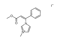 1-(3-methoxy-3-oxo-1-phenylprop-1-en-1-yl)-3-methyl-1H-imidazol-3-ium iodide结构式