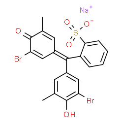 sodium 2-[(3-bromo-4-hydroxy-5-methylphenyl)(3-bromo-5-methyl-4-oxocyclohexa-2,5-dien-1-ylidene)methyl]benzenesulphonate structure