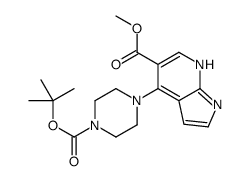 Methyl 4-(4-{[(2-methyl-2-propanyl)oxy]carbonyl}-1-piperazinyl)-1 H-pyrrolo[2,3-b]pyridine-5-carboxylate Structure