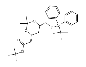 tert-butyl [(4R,6S)-6-[(tert-butyldiphenylsilyloxy) methyl]-2,2-dimethyl-1,3-dioxane-4-yl]acetate结构式
