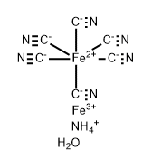 Ferrate(4-), hexakis(cyano-κC)-, ammonium iron(3+), hydrate (1:1:1:), (OC-6-11)- Structure