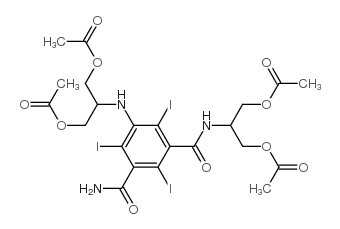 N,N'-双[2-(乙酰氧基)-1-[[(乙酰氧基)甲基]乙基]-5-氨基-2,4,6-三碘-1,3-苯二甲酰胺结构式