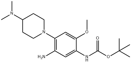 (5-氨基-4-(4-(二甲基氨基)哌啶-1-基)-2-甲氧基苯基)氨基甲酸叔丁酯结构式
