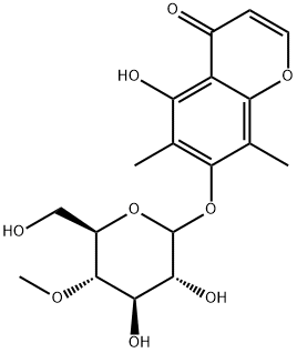 5-Hydroxy-6,8-dimethyl-7-[(4-O-methyl-D-glucopyranosyl)oxy]-4H-1-benzopyran-4-one Structure