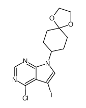 4-氯-5-碘-7-(1,4-二氧杂螺[4.5]癸烷-8-基)-7H-吡咯并[2,3-d]嘧啶结构式
