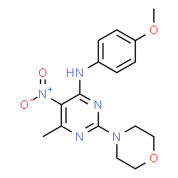 N-(4-methoxyphenyl)-6-methyl-2-morpholino-5-nitropyrimidin-4-amine结构式