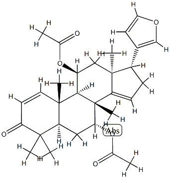 (13α,17α)-7α,11β-Diacetoxy-21,23-epoxy-4,4,8-trimethyl-24-nor-5α-chola-1,14,20,22-tetren-3-one结构式