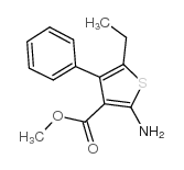 2-氨基-5-乙基-4-苯基噻吩-3-羧酸甲酯结构式