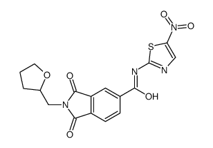 N-(5-nitro-1,3-thiazol-2-yl)-1,3-dioxo-2-(oxolan-2-ylmethyl)isoindole-5-carboxamide结构式