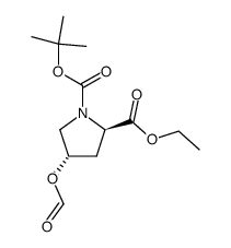N-(tert-butoxycarbonyl)-trans-4-formyloxy-D-proline ethyl ester Structure
