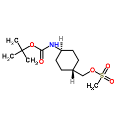 N-[反式-4-[(甲磺酰氧基)甲基]环己基]氨基甲酸叔丁酯结构式