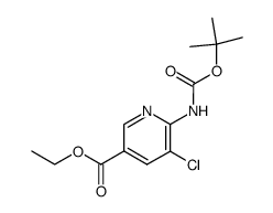 6-tert-Butoxycarbonylamino-5-chloro-nicotinic acid ethyl ester结构式