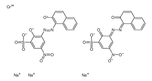 二[2-(羟基-KAPPA O)-3-[[2-(羟基-KAPPA O)-1-萘基]偶氮-KAPPA N1]-5-硝基苯磺酸酯合(3-)]铬酸三钠结构式