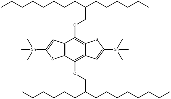 (4,8-双((2-己基癸基)氧基)苯并[1,2-B:4,5-B']二噻吩-2,6-二基)双三甲基锡结构式