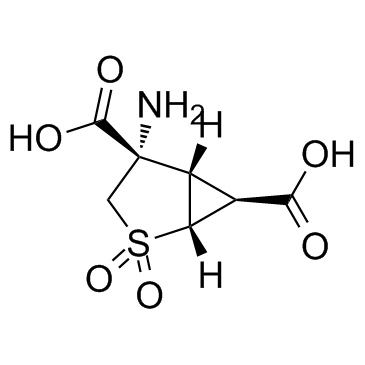 (1R,4S,5S,6S)-4-氨基-2-硫杂双环[3.1.0]己烷-4,6-二甲酸 2,2-二氧化物结构式