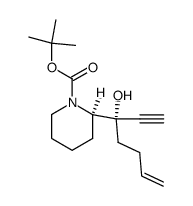 1(S)-[(2'R)-N-tert-butoxycarbonylpiperidinyl]-1-ethynyl-4-penten-1-ol结构式