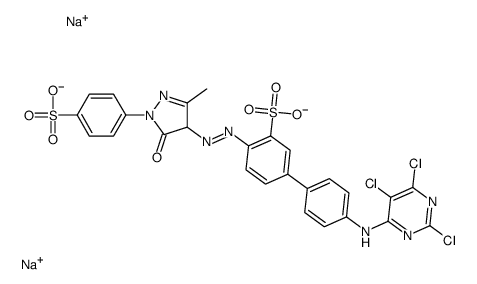 disodium,2-[[3-methyl-5-oxo-1-(4-sulfonatophenyl)-4H-pyrazol-4-yl]diazenyl]-5-[4-[(2,5,6-trichloropyrimidin-4-yl)amino]phenyl]benzenesulfonate Structure