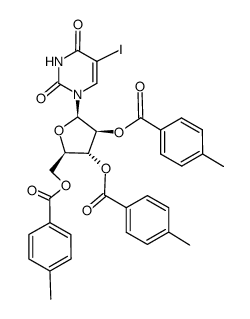 5-iodo-1-(2,3,5-tri-O-p-toluyl-β-D-arabinofuranosyl)uracil Structure
