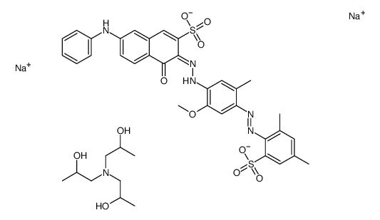 disodium,(3E)-7-anilino-3-[[4-[(2,4-dimethyl-6-sulfonatophenyl)diazenyl]-2-methoxy-5-methylphenyl]hydrazinylidene]-4-oxonaphthalene-2-sulfonate,1-[bis(2-hydroxypropyl)amino]propan-2-ol结构式