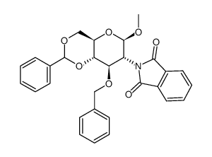 3-O-苄基-4,6-O-亚苄基-2-脱氧-2-N-邻苯二甲酰亚胺-β-D-吡喃葡萄糖苷结构式