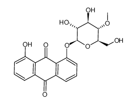 8-hydroxy-1-(4'-O-methyl-1β-O-D-glucopyranosyloxy)anthraquinone Structure