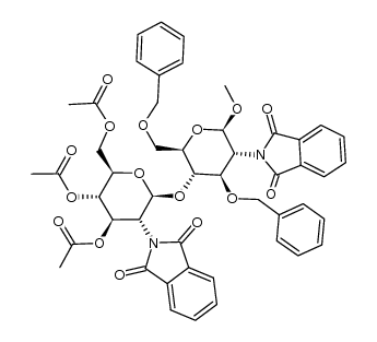 methyl 3,4,6-tri-O-acetyl-2-deoxy-2-phthalimido-β-D-glucopyranosyl-(1->4)-3,6-di-O-benzyl-2-deoxy-2-phthalimido-β-D-glucopyranoside结构式