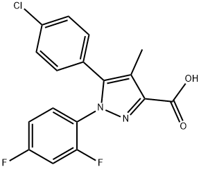 1-(2,4-二氟苯基)-5-对氯苯基-4-甲基-吡唑-3-甲酸结构式