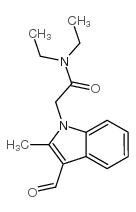 N,N-二乙基-2-(3-甲酰基-2-甲基-吲哚-1-基)-乙酰胺结构式