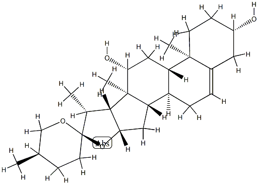 (20β,25R)-Spirost-5-ene-3β,12β-diol structure